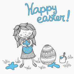 手绘花纹彩蛋矢量图片