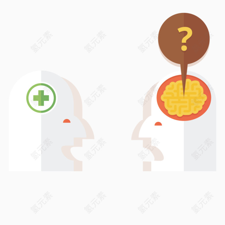 精神病人和医生矢量素材