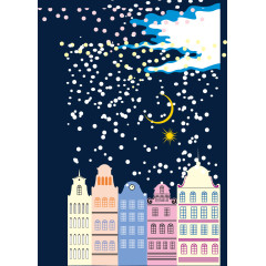 冬季雪花城市暴雪矢量素材