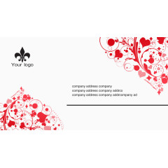 红色桃心图案名片设计