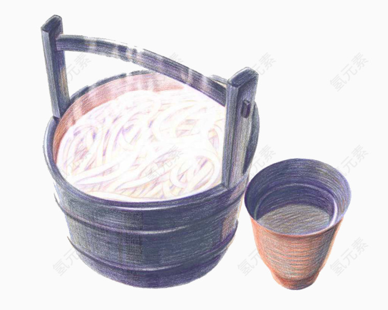 有质感的手绘面条元素