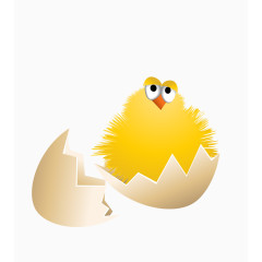 矢量黄色呆萌破壳而出的泡沫小鸡