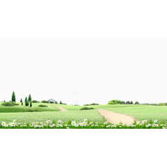 草原小路菊花背景素材