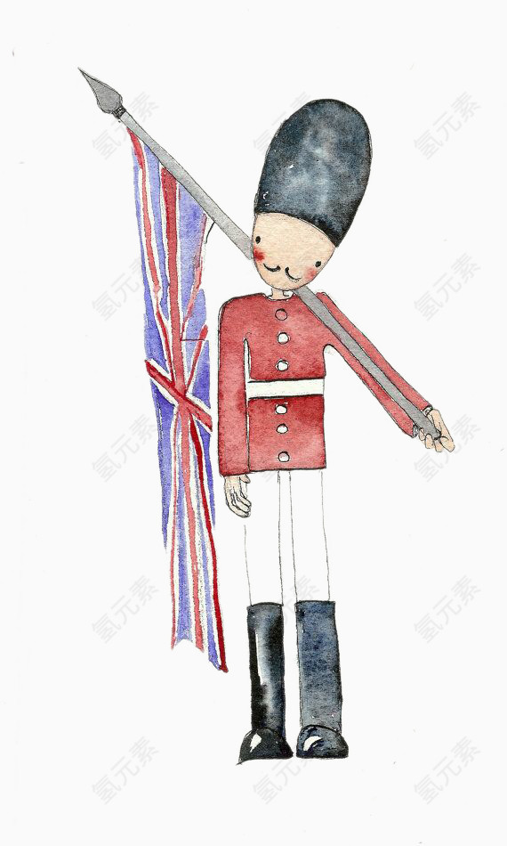 扛着英国国旗的英国士兵