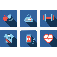 矢量手绘运动健身扁平图标