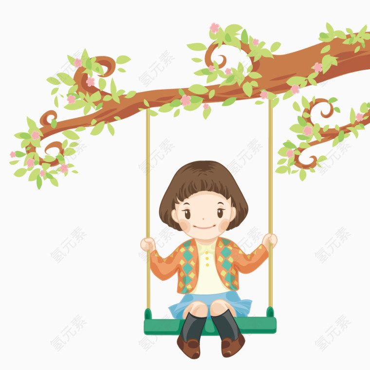 在树上荡秋千