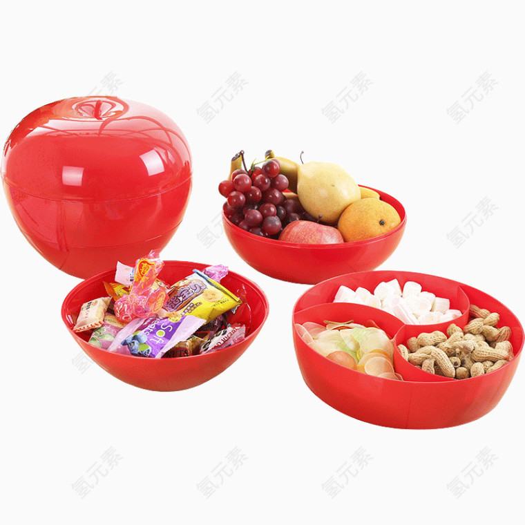 塑料三层红色婚庆糖果盒
