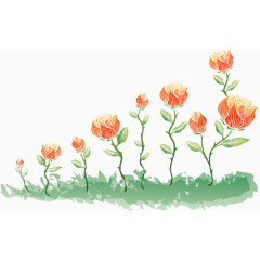 清新手绘花草背景矢量图案