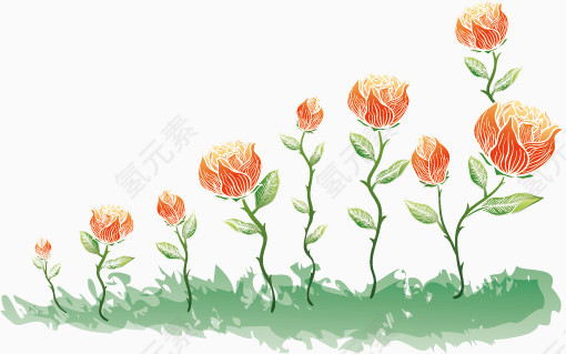 清新手绘花草背景矢量图案