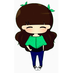 戴着绿色蝴蝶结微笑的可爱小女孩