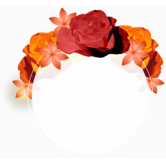 矢量手绘花朵装饰圆形标签