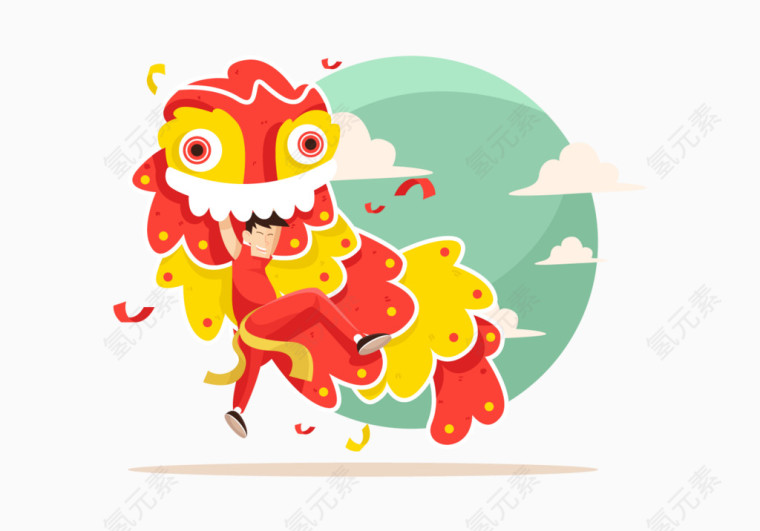矢量舞狮者