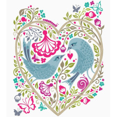 手绘卡通情侣鸟