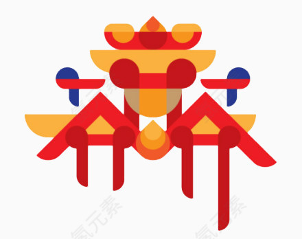 抽象中国风古代建筑
