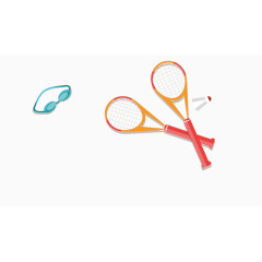 卡通手绘网球拍游泳防水眼镜