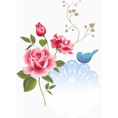 手绘红色月季花背景