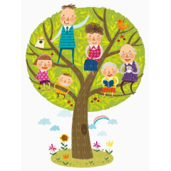 一家人在大树上