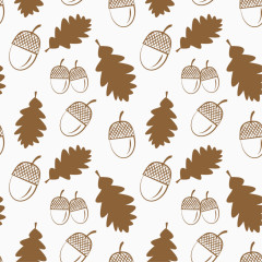 矢量橡树果实和树叶图案
