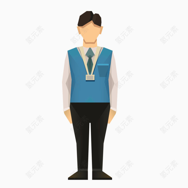 蓝色衣服经理工作服