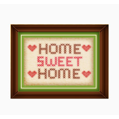 甜蜜的家十字绣挂画矢量素材
