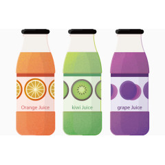 矢量手绘橙汁猕猴桃汁瓶装饮料