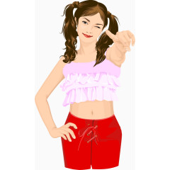 矢量手绘可爱少女