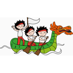 卡通划龙舟插画矢量素材