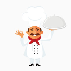 矢量卡通厨师上菜免费素材