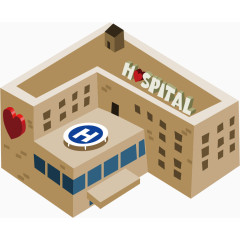 矢量现代医院建筑漂浮素材