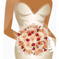 矢量手捧花新娘特写