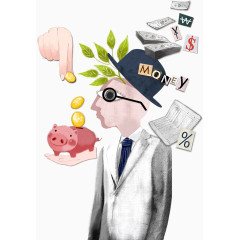 商务男士和储钱罐