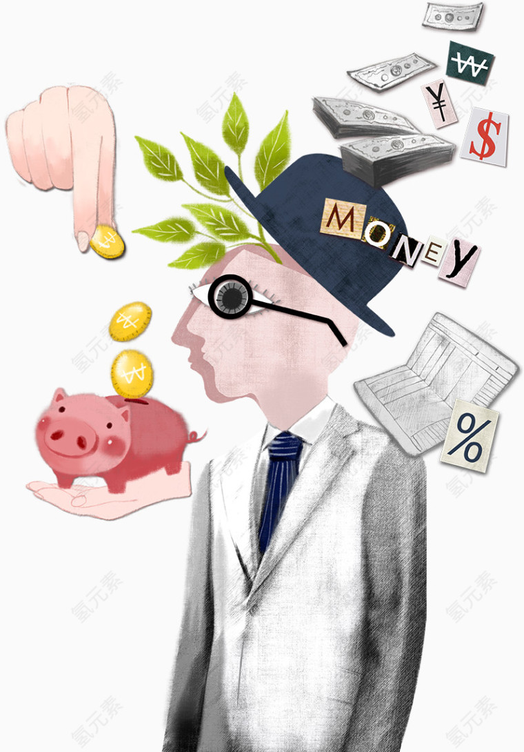 商务男士和储钱罐