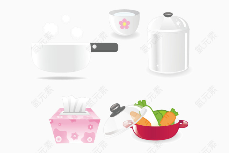 矢量厨房用品组合
