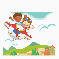 矢量小孩坐飞机