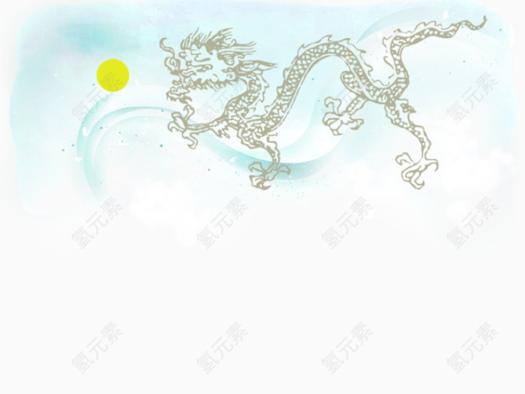 手绘长龙戏珠