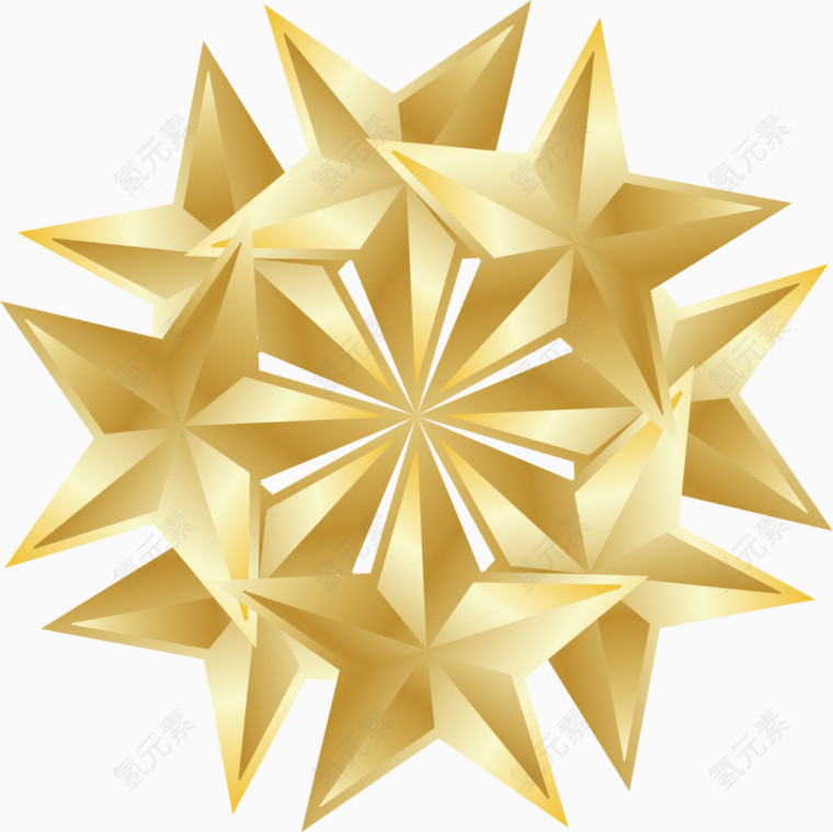 金色五角星矢量图