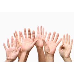 很多手举起的动作