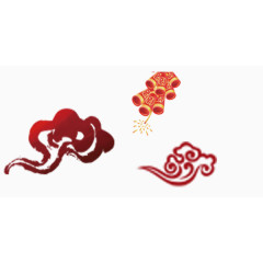 红色喜庆手绘祥云鞭炮