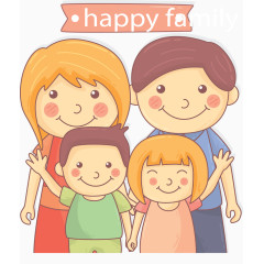 矢量手绘卡通一家人