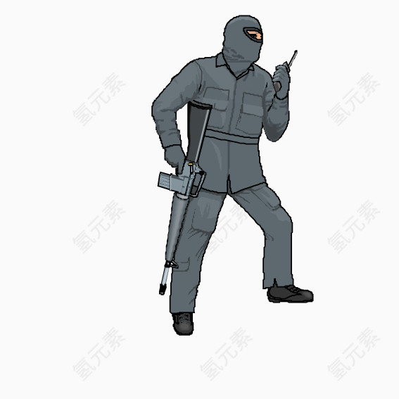 拿对讲机的军人