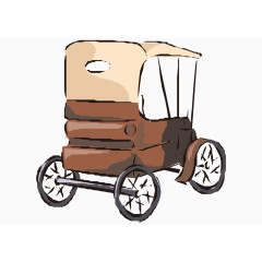 矢量欧式卡通手绘古典四轮车