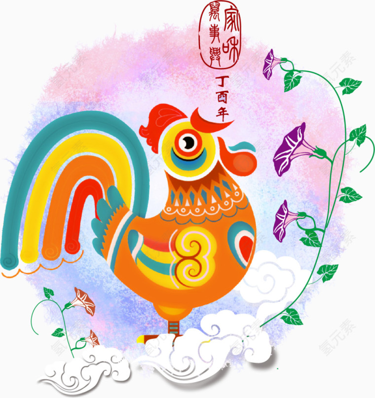 鸡年迎新春矢量图
