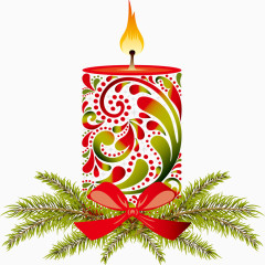 圣诞卡通蜡烛蝴蝶结