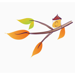 扁平化树枝和房子矢量素材