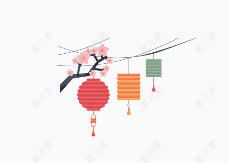 春节多色灯笼素材