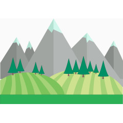 矢量卡通大山景色插画