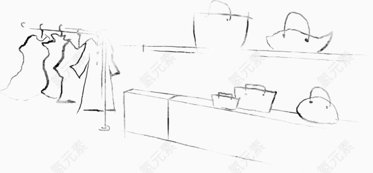 素描手绘化妆间女装包包