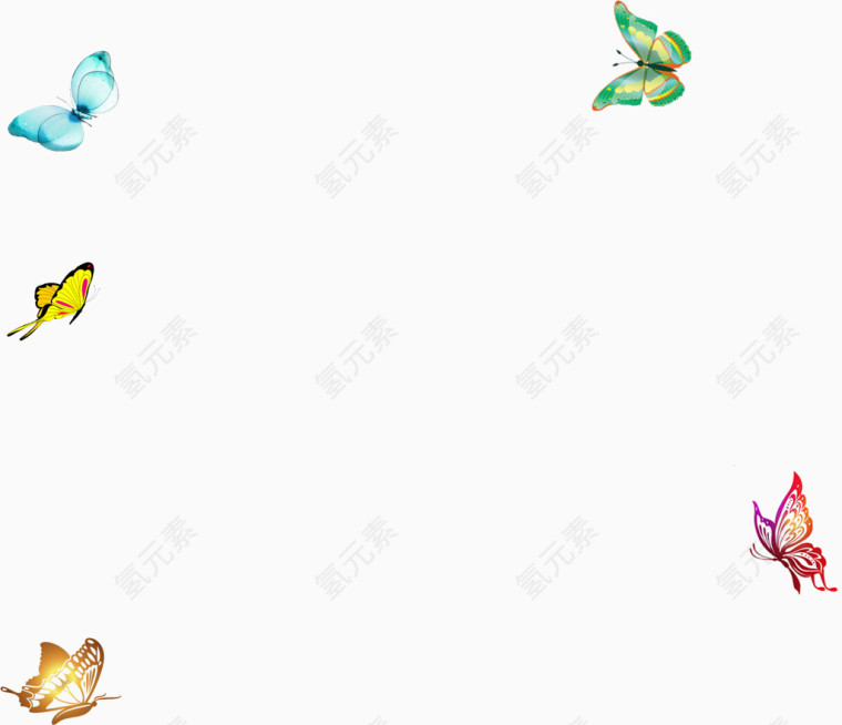 彩色手绘蝴蝶七夕情人节