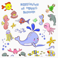 卡通海洋生物
