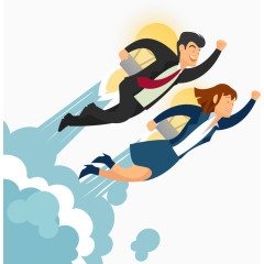 矢量手绘扁平一飞冲天